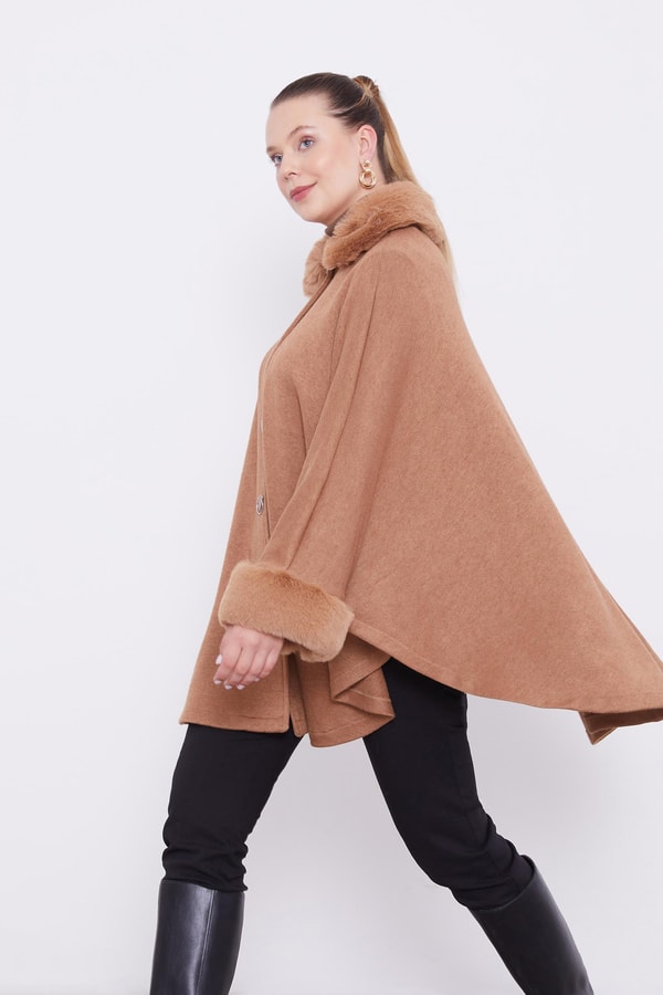 LevidorCamel ürk Detaylı Kaşmir Panço