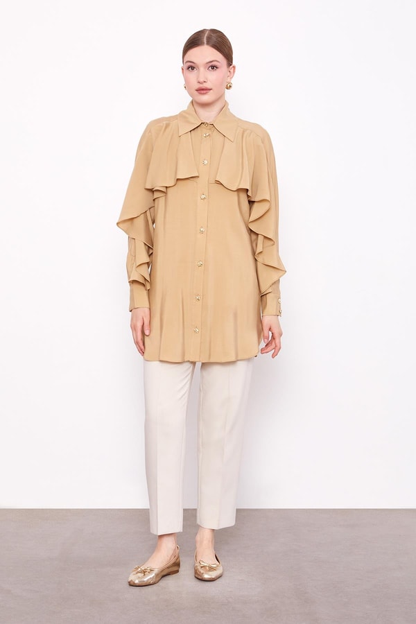 LevidorCamel Volan Detaylı Gömlek