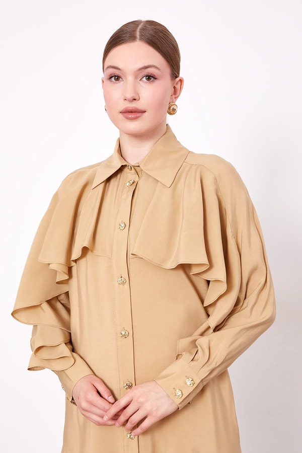 LevidorCamel Volan Detaylı Gömlek