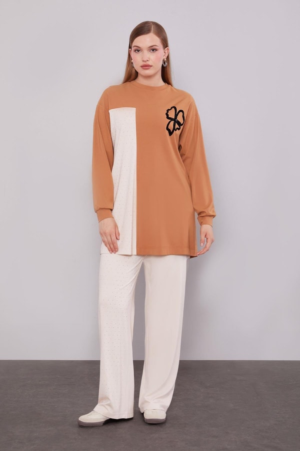 LevidorCamel Yonca Desen Detaylı İkili Takım