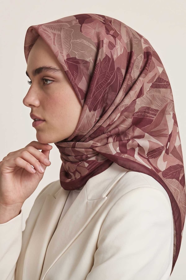 LevidorÇiçek Desenli Royal Eşarp Menekşe
