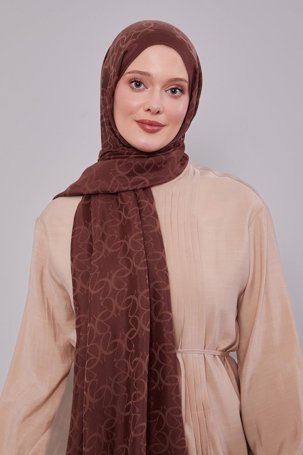 LevidorÇikolata Kahve Geometrik Desen Grazia Şal