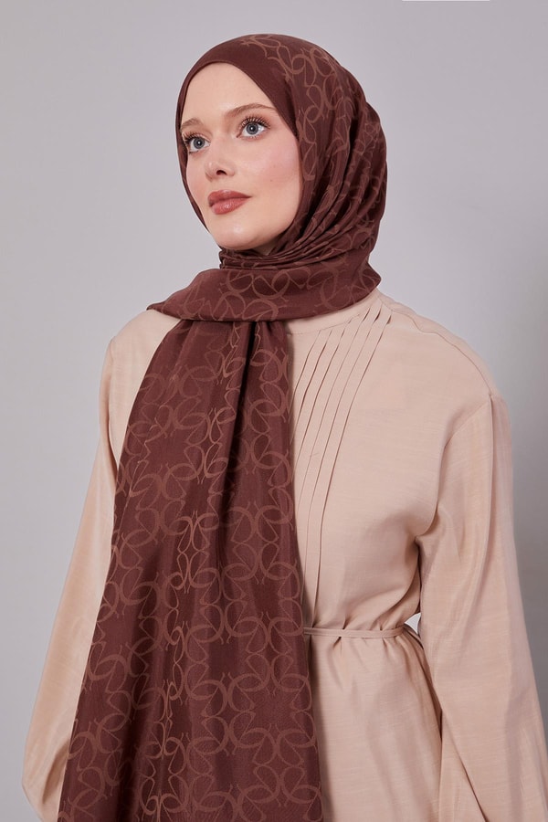 LevidorÇikolata Kahve Geometrik Desen Grazia Şal