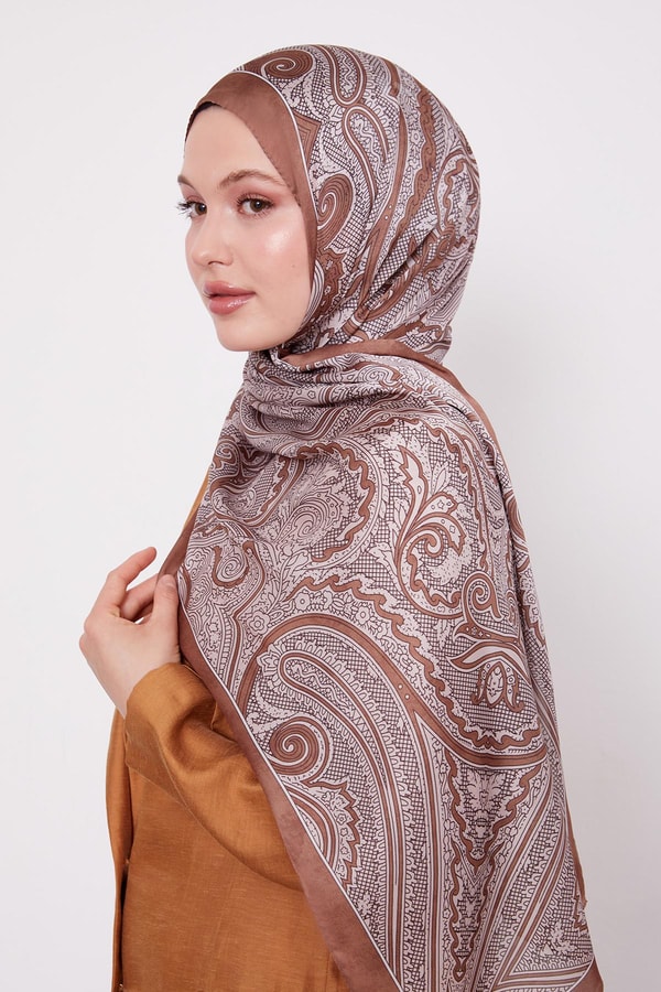 LevidorÇikolata Kahve Sarmal Hint İpeği Şal