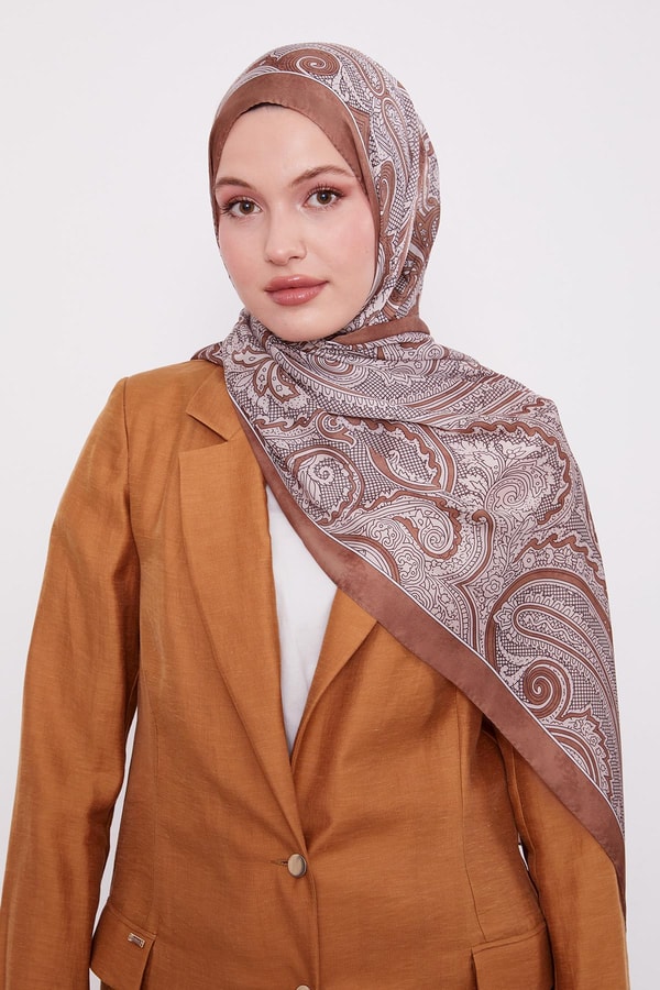 LevidorÇikolata Kahve Sarmal Hint İpeği Şal