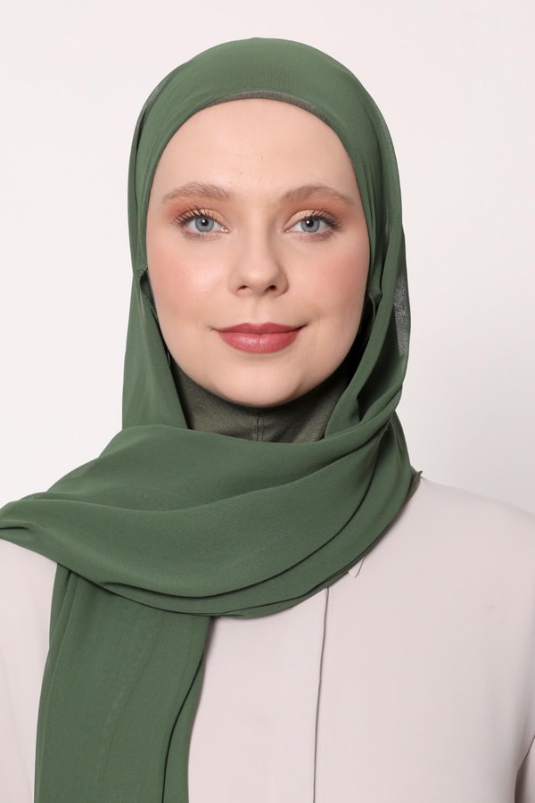 LevidorÇimen Yeşili Büyük Hijap Şifon Şal