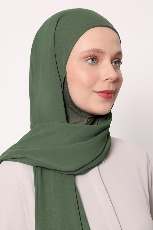 LevidorÇimen Yeşili Büyük Hijap Şifon Şal