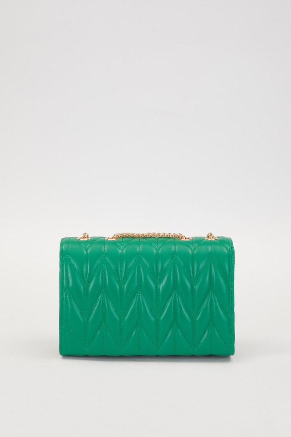 LevidorÇimen Yeşili Kapitone Omuz Çantası