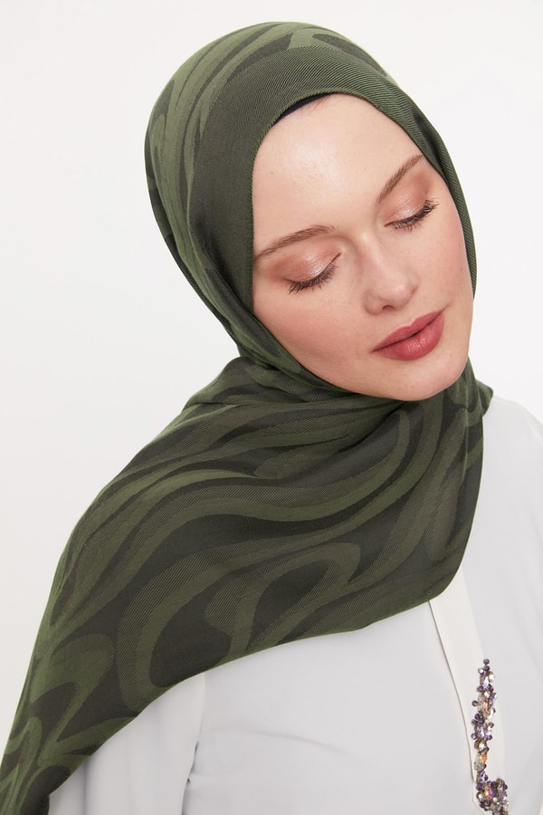 LevidorÇimen Yeşili Soyut Desen Grazia Şal