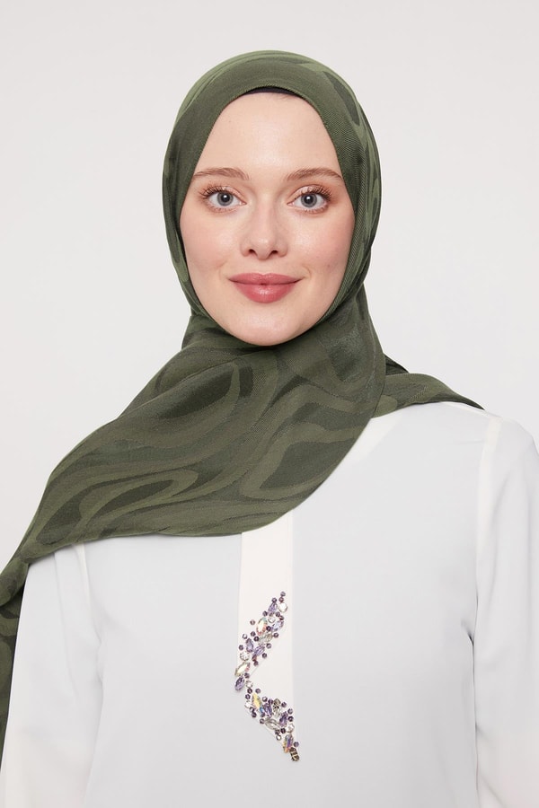 LevidorÇimen Yeşili Soyut Desen Grazia Şal