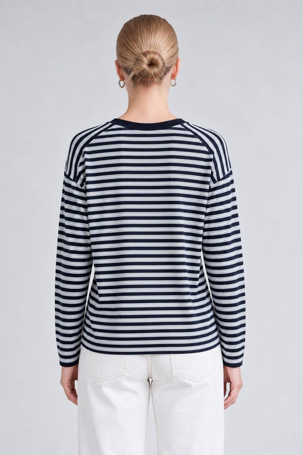 LevidorÇizgili Sweatshirt Siyah - Beyaz