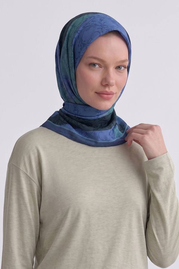 LevidorDal Desenli Royal Eşarp Mint Yeşili