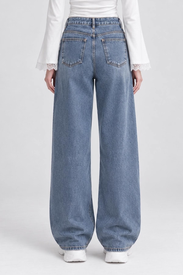 LevidorDantel Yamalı ve İşlemeli Jean Mavi