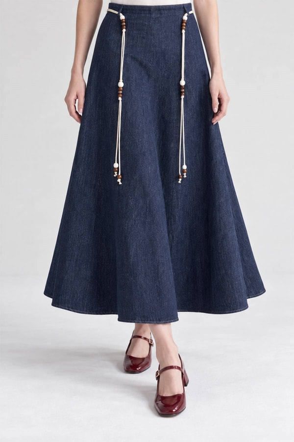 LevidorDenim Klasik Kesim Etek Mavi