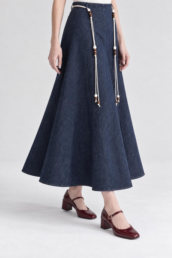LevidorDenim Klasik Kesim Etek Mavi