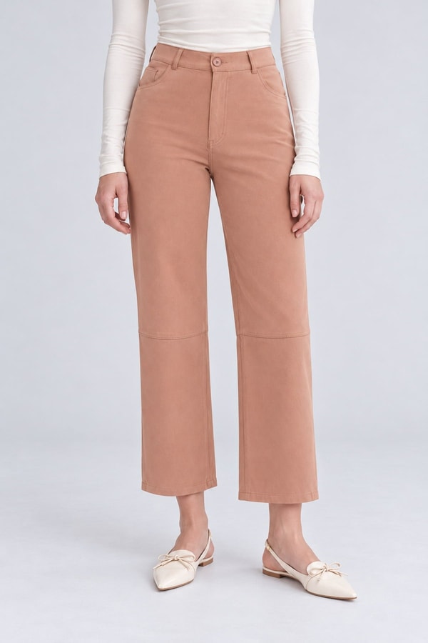 LevidorDiz Dikiş Detaylı Pantolon Camel