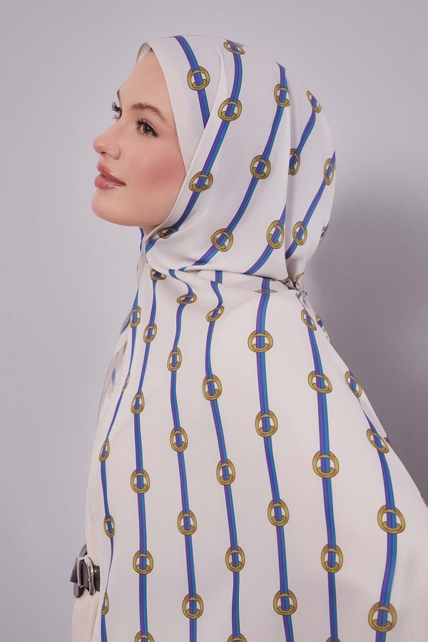 LevidorEkru Çizgili Halka Desen Club Şal