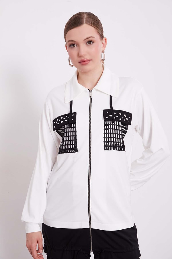 LevidorEkru File Cep Detaylı İkili Takım