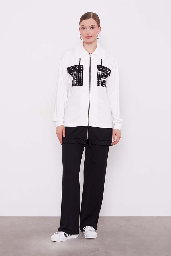 LevidorEkru File Cep Detaylı İkili Takım