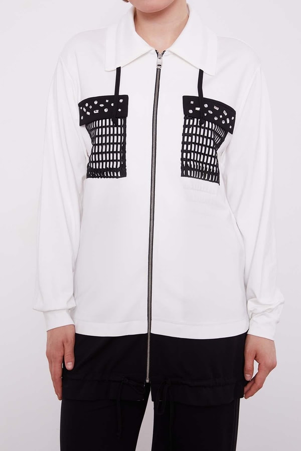 LevidorEkru File Cep Detaylı İkili Takım