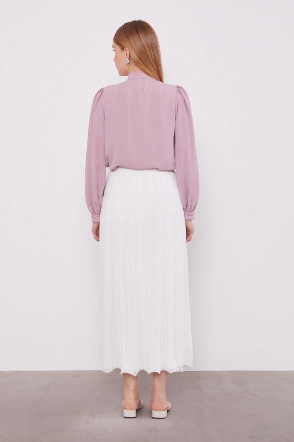 LevidorEkru Kırışık Piliseli Etek