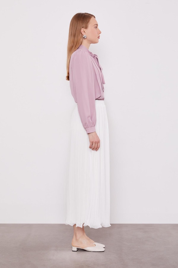 LevidorEkru Kırışık Piliseli Etek