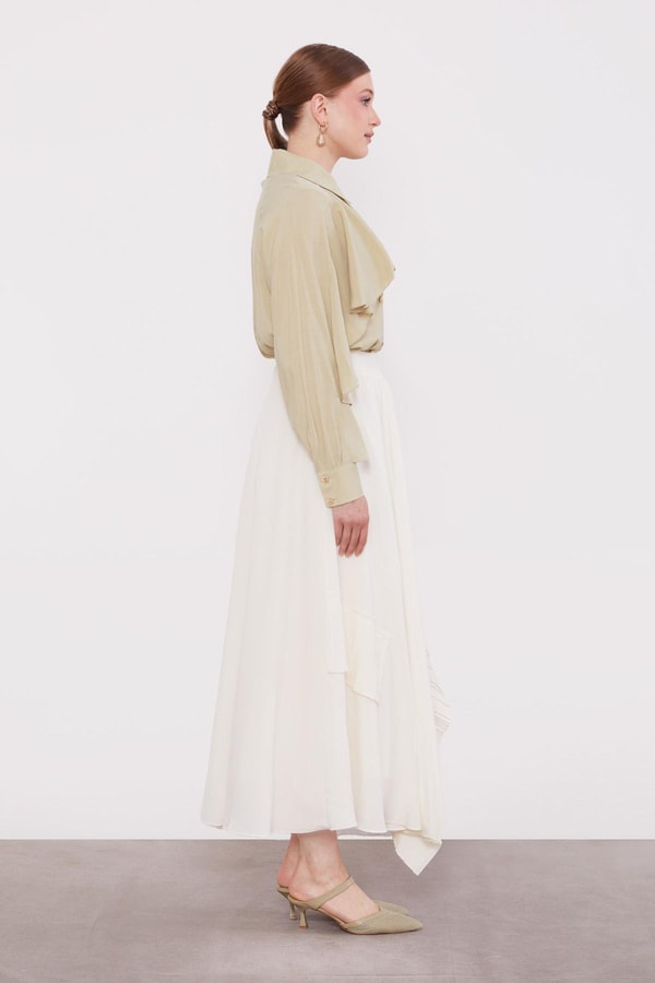 LevidorEkru Pilise Detaylı Etek