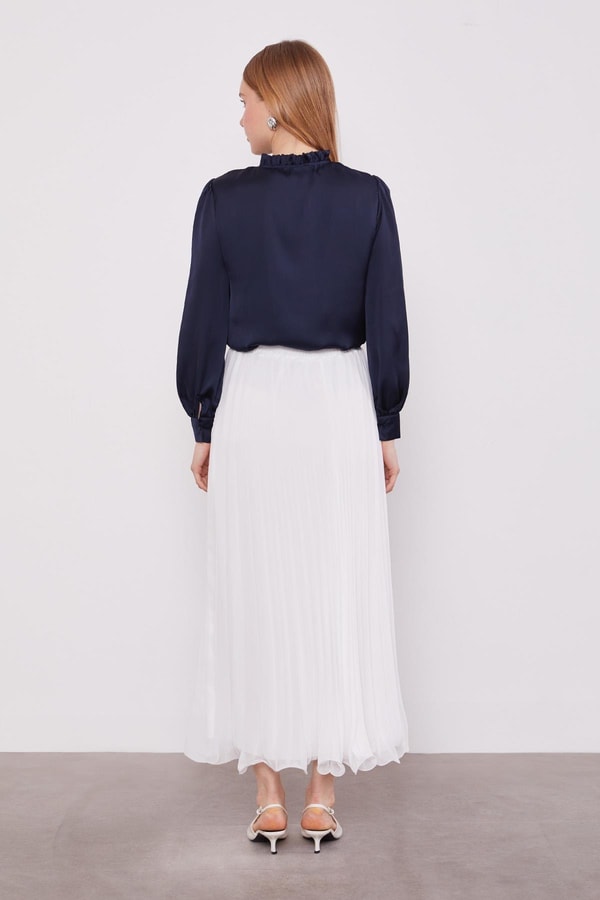 LevidorEkru Piliseli Şifon Etek