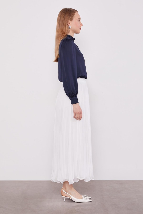 LevidorEkru Piliseli Şifon Etek