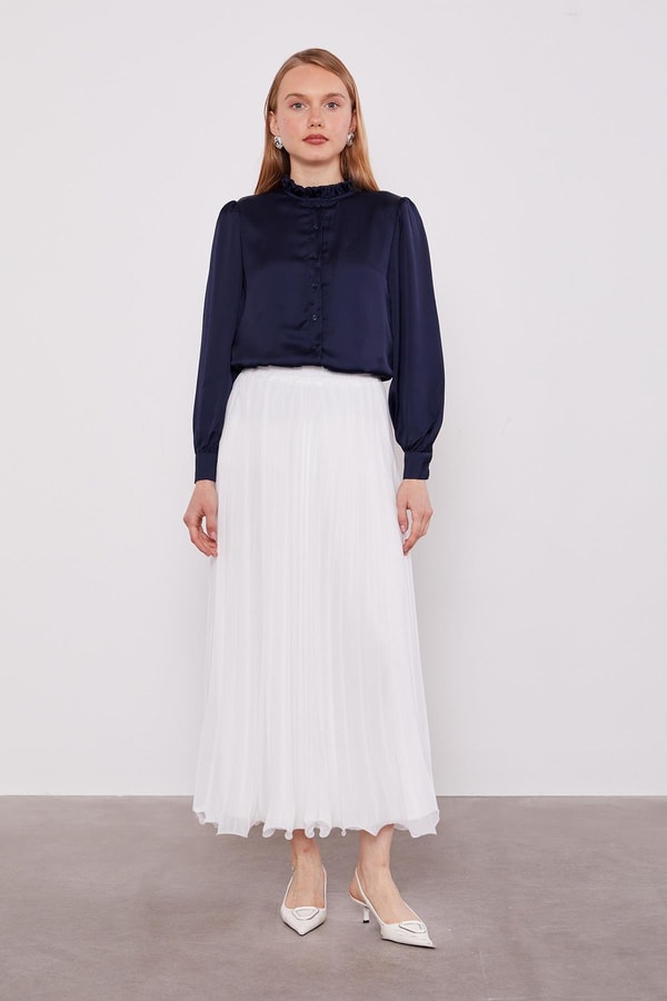 LevidorEkru Piliseli Şifon Etek