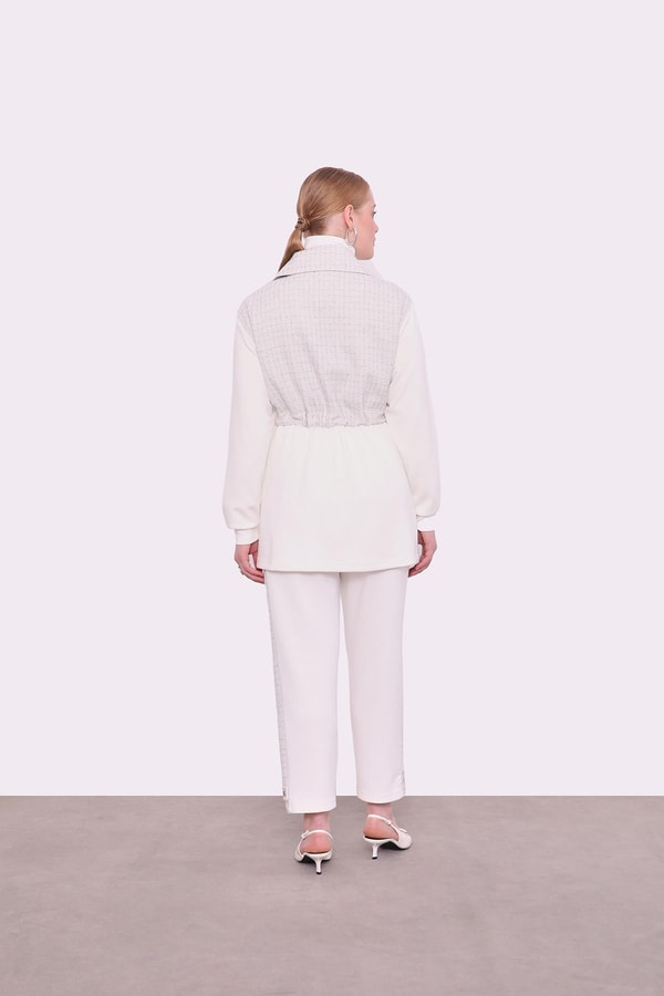 LevidorEkru Tüvit Üst Detaylı İkili Takım