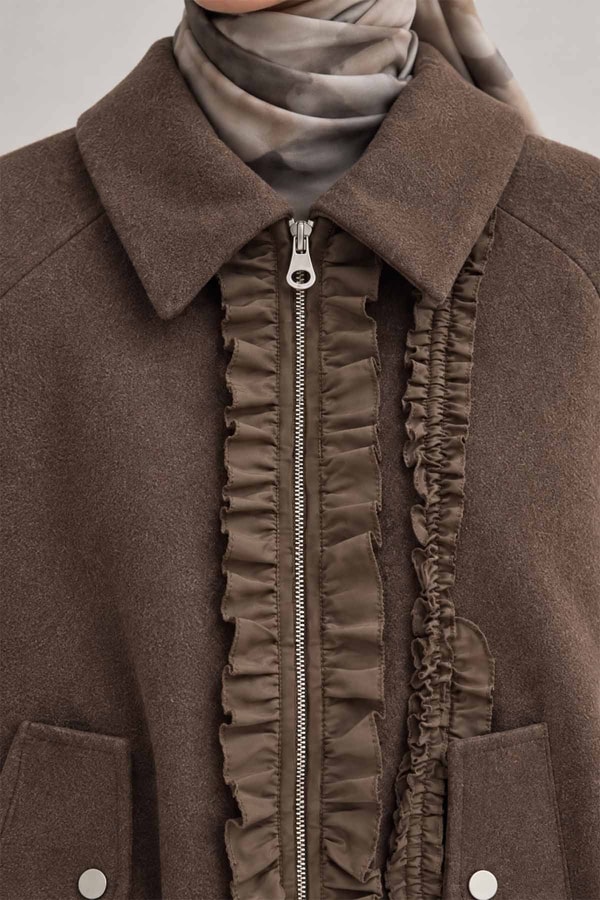 LevidorFIRFIR DETAYLI BOMBER CEKET Koyu Kahve