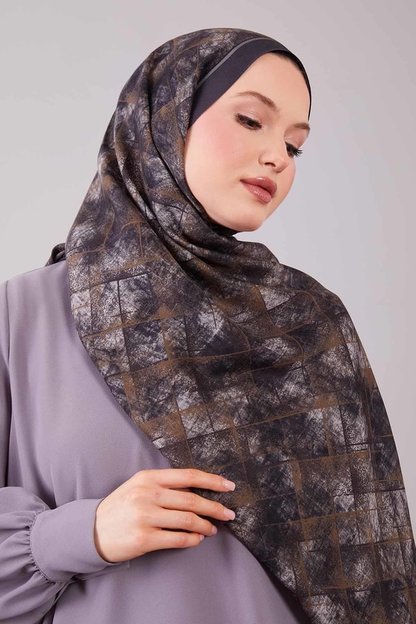 LevidorFüme Baklava Desen Yün İpek Şal