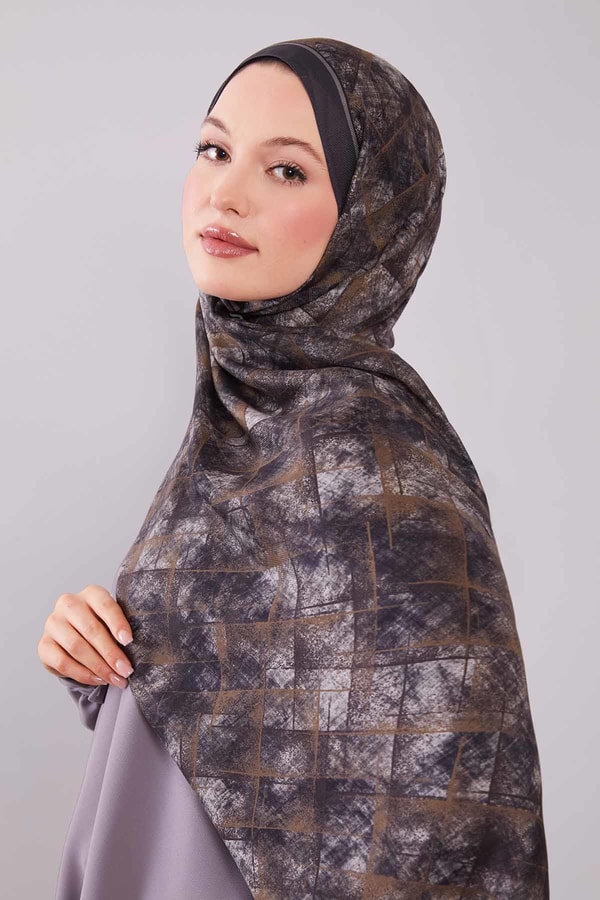LevidorFüme Baklava Desen Yün İpek Şal