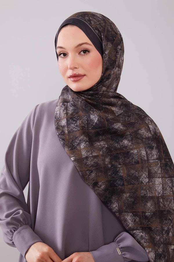 LevidorFüme Baklava Desen Yün İpek Şal