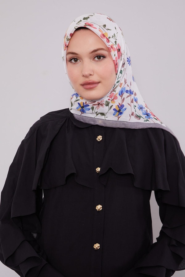 LevidorFüme Çiçek Dalı Desen Soft Eşarp