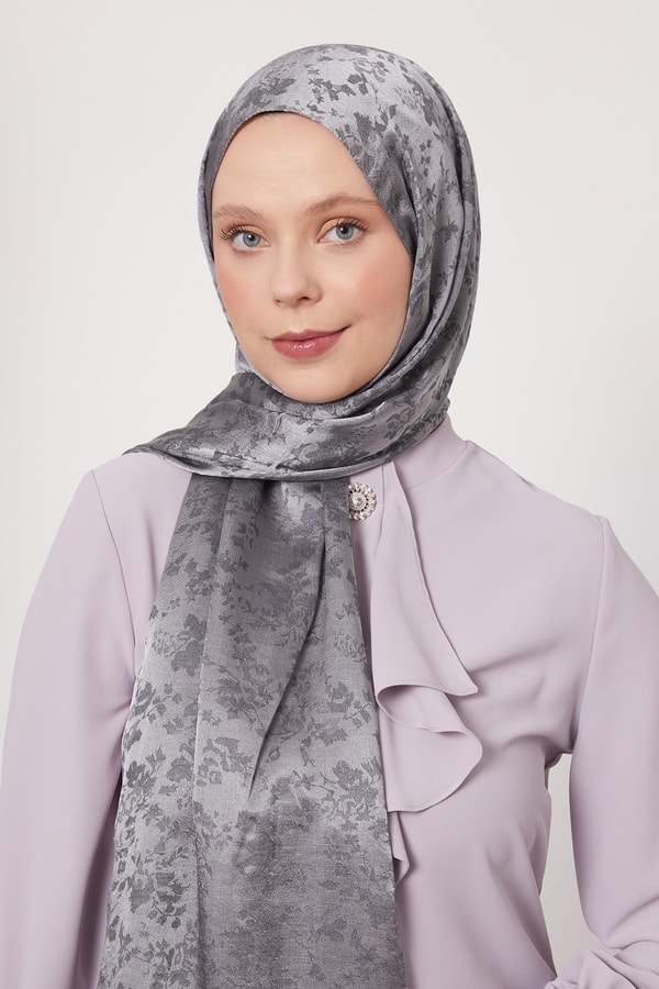LevidorFüme Çiçek Desen İtalyan Jakar Şal