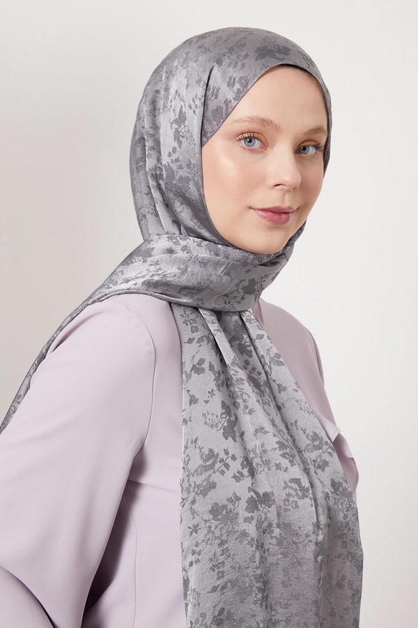 LevidorFüme Çiçek Desen İtalyan Jakar Şal