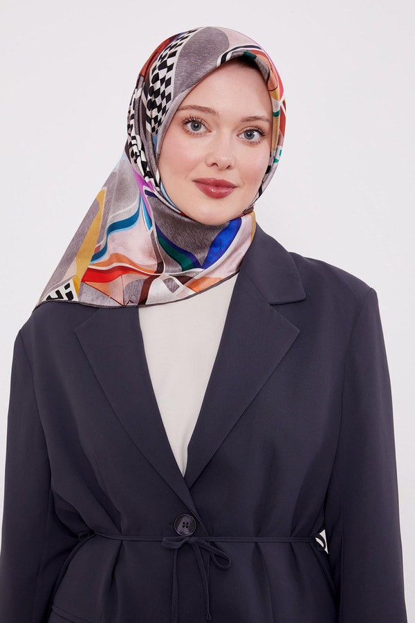 LevidorFüme Dama Desen Twill İpek Eşarp
