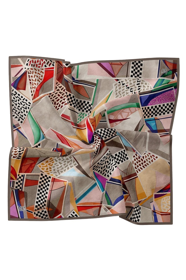 LevidorFüme Dama Desen Twill İpek Eşarp