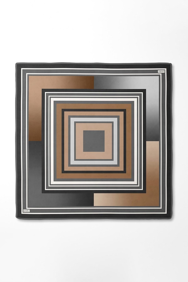 LevidorFüme Kare Desen Twill İpek Eşarp