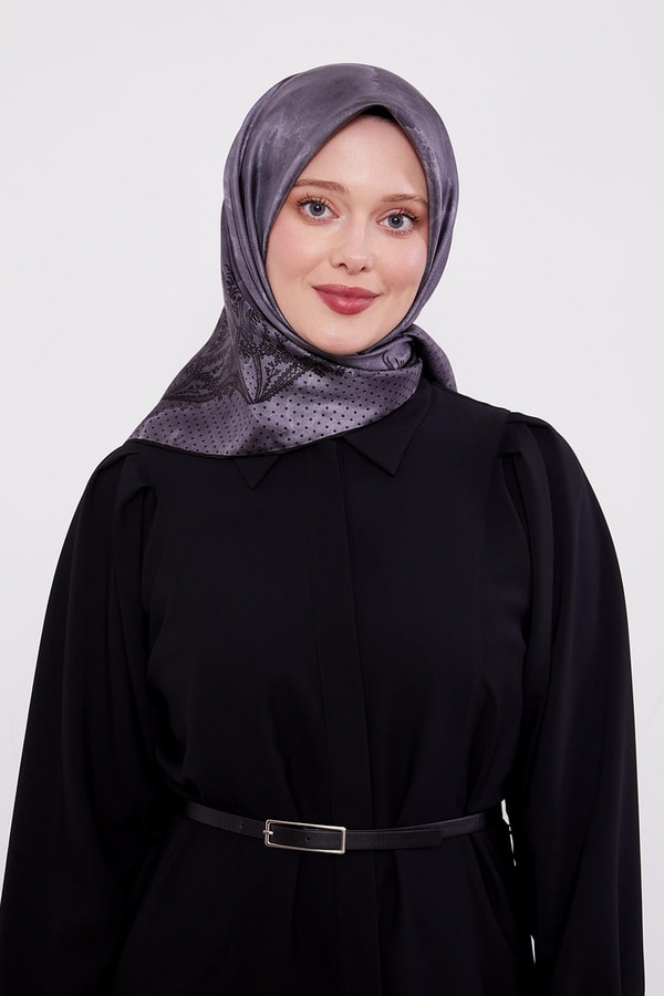 LevidorFüme Kenar Benekli Twill İpek Eşarp