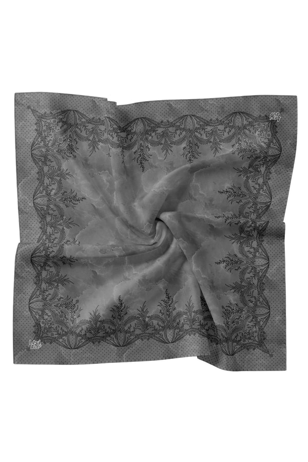 LevidorFüme Kenar Benekli Twill İpek Eşarp