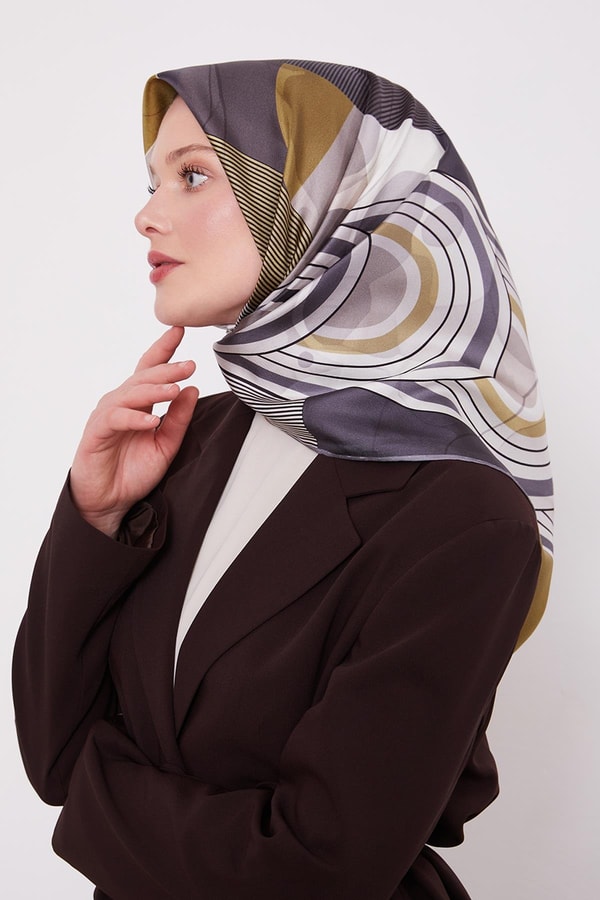 LevidorFüme Labirent Desen Twill İpek Eşarp