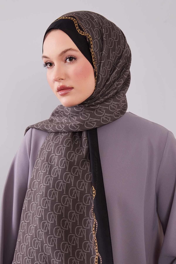 LevidorFüme LVD Baskılı Yün İpek Şal