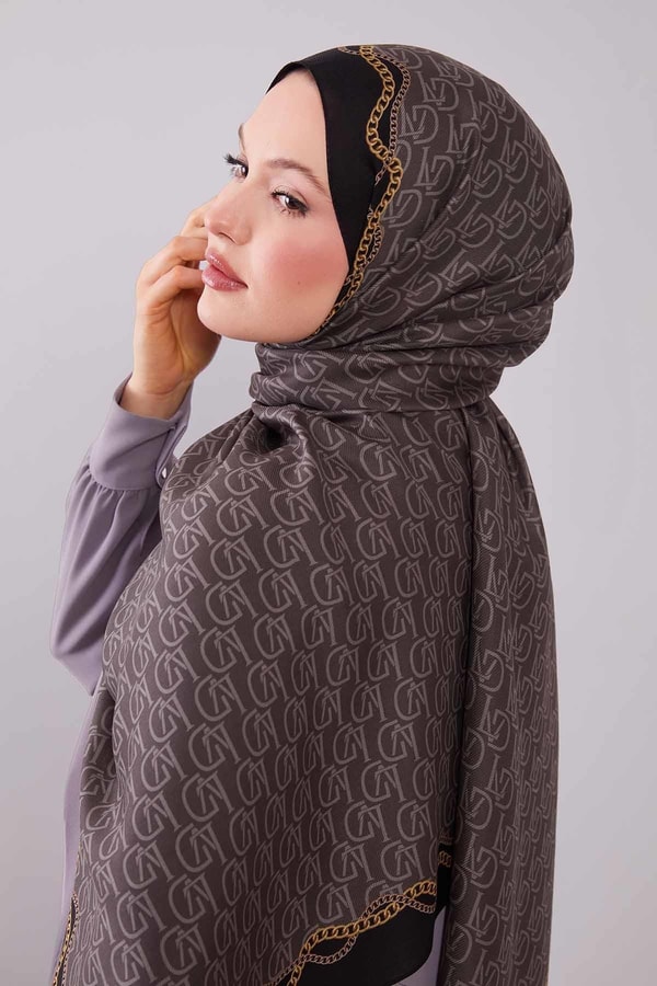 LevidorFüme LVD Baskılı Yün İpek Şal