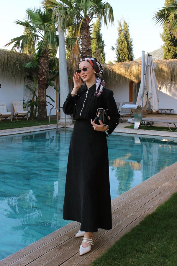 LevidorFüme Zambak Desen Twill İpek Eşarp