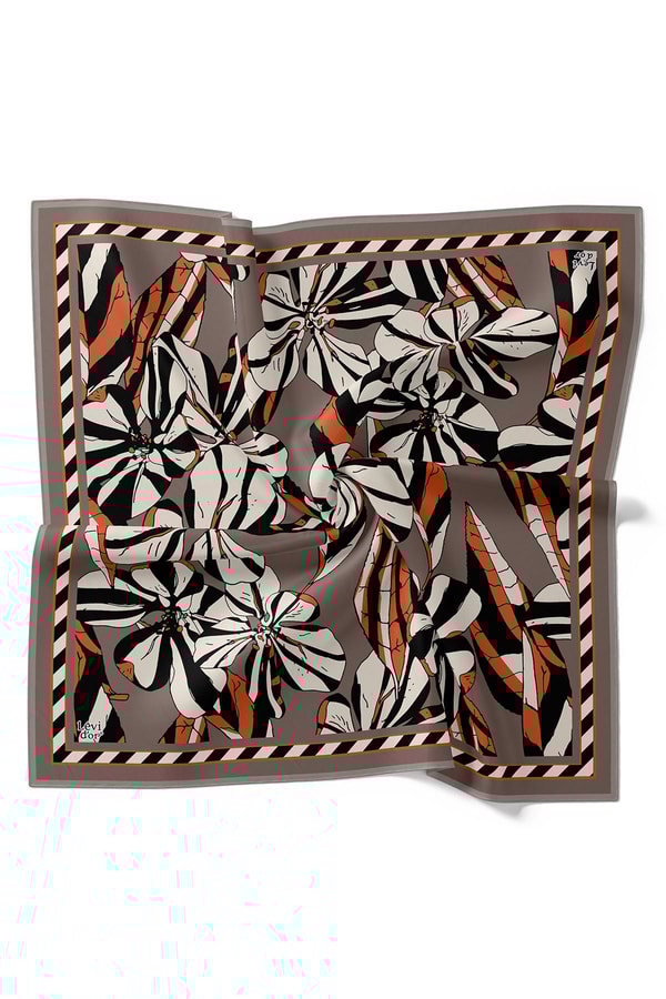 LevidorFüme Zambak Desen Twill İpek Eşarp