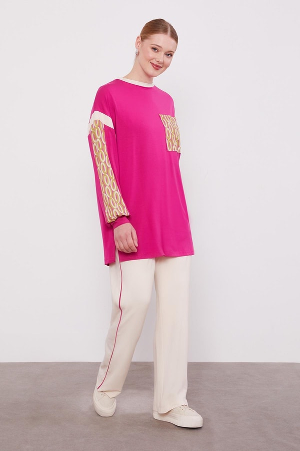 LevidorFuşya Cep Desen Detaylı Spor Takım