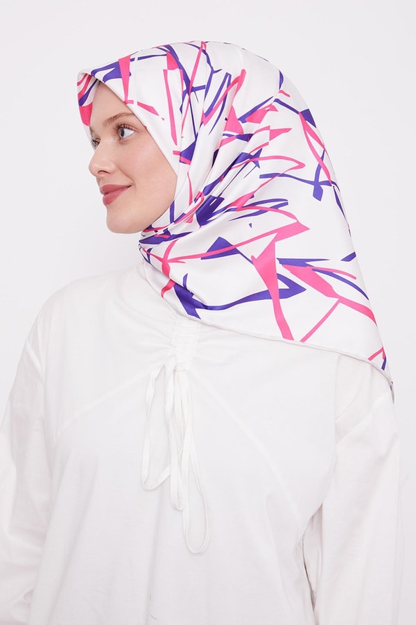 LevidorFuşya Crack Desen Trend Twill Eşarp